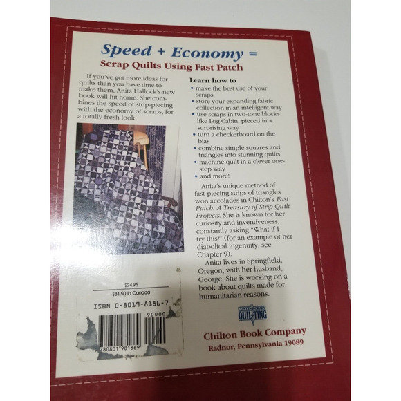 Scrap Quilts Using Fast Patch by Anita Hallock (1991, Trade Paperback) 476 - Picture 2 of 2